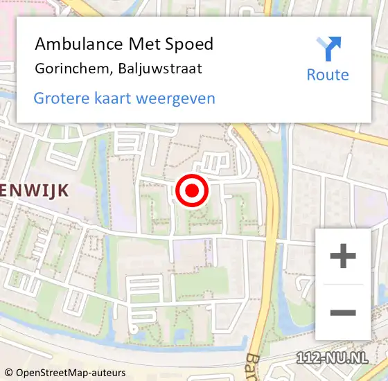 Locatie op kaart van de 112 melding: Ambulance Met Spoed Naar Gorinchem, Baljuwstraat op 13 april 2023 09:20