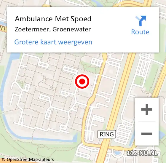 Locatie op kaart van de 112 melding: Ambulance Met Spoed Naar Zoetermeer, Groenewater op 13 april 2023 09:51