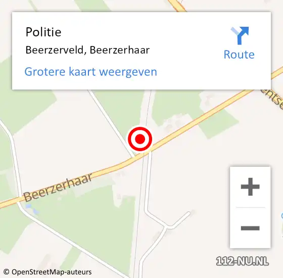 Locatie op kaart van de 112 melding: Politie Beerzerveld, Beerzerhaar op 13 april 2023 10:04