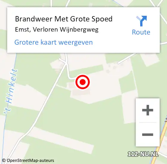 Locatie op kaart van de 112 melding: Brandweer Met Grote Spoed Naar Emst, Verloren Wijnbergweg op 13 april 2023 10:17