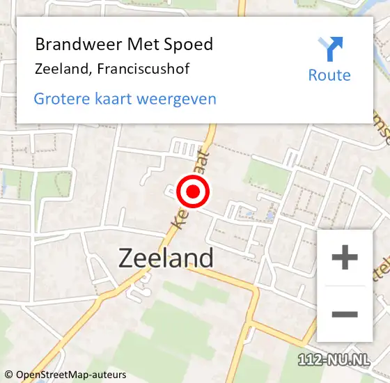 Locatie op kaart van de 112 melding: Brandweer Met Spoed Naar Zeeland, Franciscushof op 13 april 2023 10:34