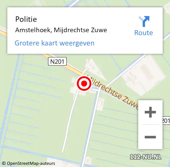 Locatie op kaart van de 112 melding: Politie Amstelhoek, Mijdrechtse Zuwe op 13 april 2023 10:35