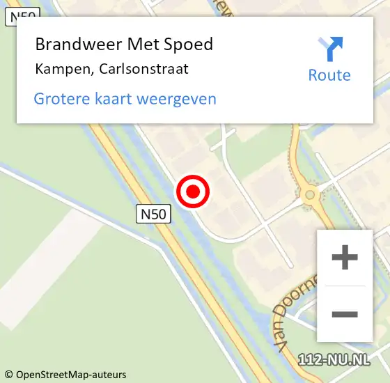 Locatie op kaart van de 112 melding: Brandweer Met Spoed Naar Kampen, Carlsonstraat op 13 april 2023 10:41