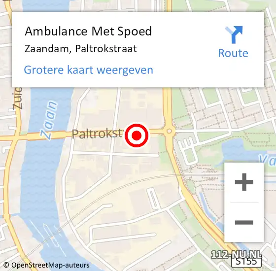 Locatie op kaart van de 112 melding: Ambulance Met Spoed Naar Zaandam, Paltrokstraat op 13 april 2023 10:43