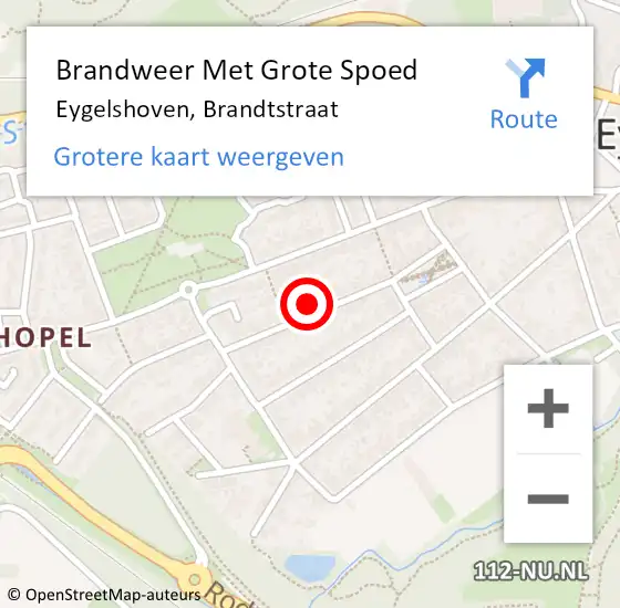 Locatie op kaart van de 112 melding: Brandweer Met Grote Spoed Naar Eygelshoven, Brandtstraat op 13 april 2023 10:57