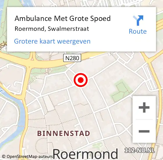 Locatie op kaart van de 112 melding: Ambulance Met Grote Spoed Naar Roermond, Swalmerstraat op 13 april 2023 11:20