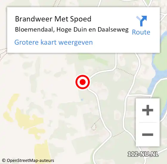 Locatie op kaart van de 112 melding: Brandweer Met Spoed Naar Bloemendaal, Hoge Duin en Daalseweg op 13 april 2023 11:47