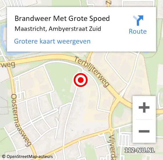 Locatie op kaart van de 112 melding: Brandweer Met Grote Spoed Naar Maastricht, Ambyerstraat Zuid op 13 april 2023 12:06