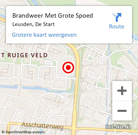 Locatie op kaart van de 112 melding: Brandweer Met Grote Spoed Naar Leusden, De Start op 13 april 2023 12:13