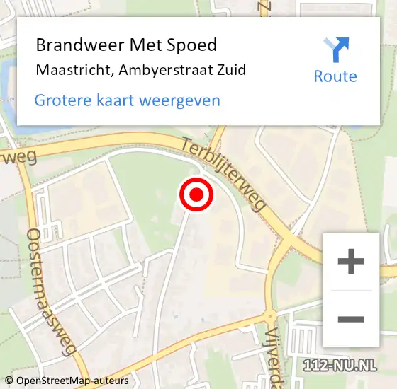 Locatie op kaart van de 112 melding: Brandweer Met Spoed Naar Maastricht, Ambyerstraat Zuid op 13 april 2023 12:23