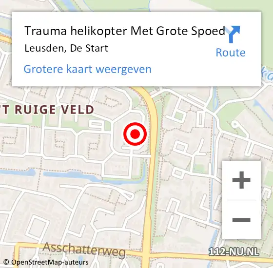 Locatie op kaart van de 112 melding: Trauma helikopter Met Grote Spoed Naar Leusden, De Start op 13 april 2023 12:45