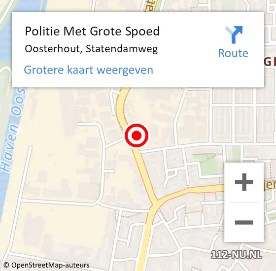 Locatie op kaart van de 112 melding: Politie Met Grote Spoed Naar Oosterhout, Statendamweg op 13 april 2023 12:56