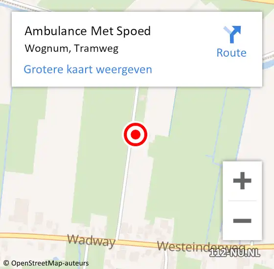 Locatie op kaart van de 112 melding: Ambulance Met Spoed Naar Wognum, Tramweg op 13 april 2023 12:56