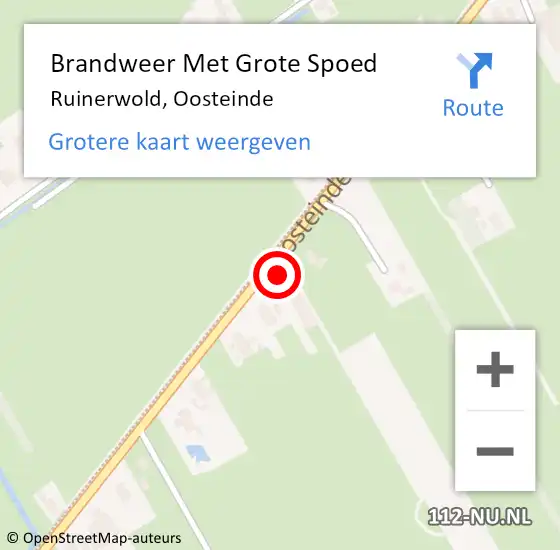 Locatie op kaart van de 112 melding: Brandweer Met Grote Spoed Naar Ruinerwold, Oosteinde op 13 april 2023 13:01