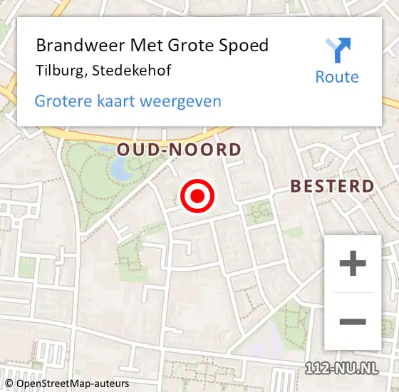 Locatie op kaart van de 112 melding: Brandweer Met Grote Spoed Naar Tilburg, Stedekehof op 13 april 2023 13:12