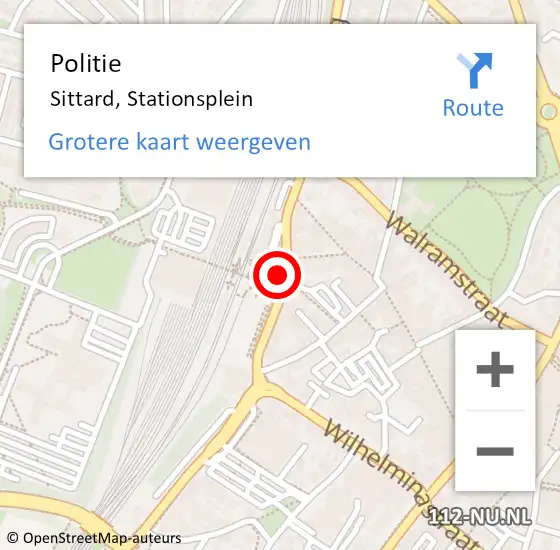 Locatie op kaart van de 112 melding: Politie Sittard, Stationsplein op 13 april 2023 13:13