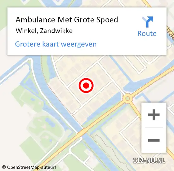 Locatie op kaart van de 112 melding: Ambulance Met Grote Spoed Naar Winkel, Zandwikke op 13 april 2023 13:40