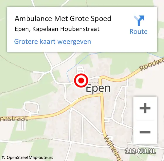 Locatie op kaart van de 112 melding: Ambulance Met Grote Spoed Naar Epen, Kapelaan Houbenstraat op 22 augustus 2014 08:26