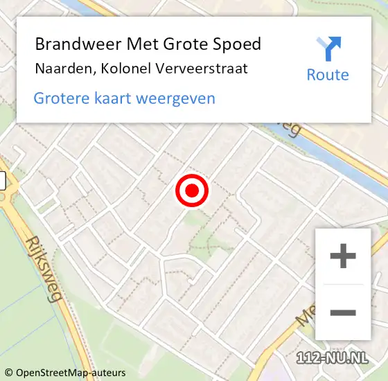 Locatie op kaart van de 112 melding: Brandweer Met Grote Spoed Naar Naarden, Kolonel Verveerstraat op 13 april 2023 14:00