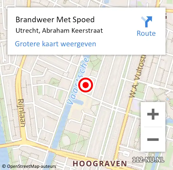 Locatie op kaart van de 112 melding: Brandweer Met Spoed Naar Utrecht, Abraham Keerstraat op 13 april 2023 14:02