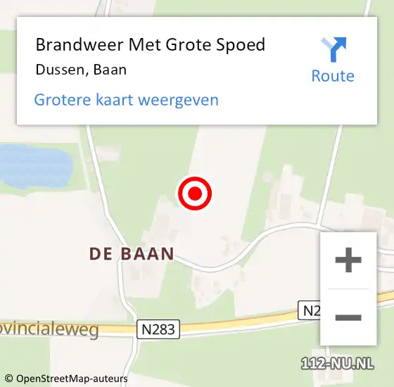 Locatie op kaart van de 112 melding: Brandweer Met Grote Spoed Naar Dussen, Baan op 13 april 2023 14:12