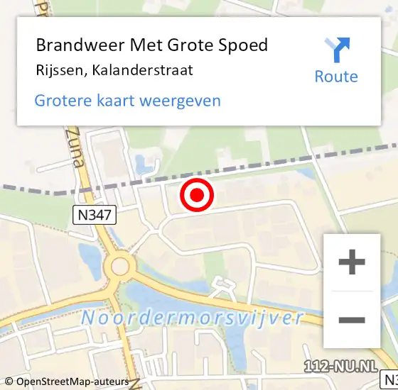 Locatie op kaart van de 112 melding: Brandweer Met Grote Spoed Naar Rijssen, Kalanderstraat op 13 april 2023 14:39