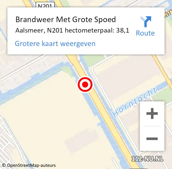 Locatie op kaart van de 112 melding: Brandweer Met Grote Spoed Naar Aalsmeer, N201 hectometerpaal: 38,1 op 13 april 2023 14:45