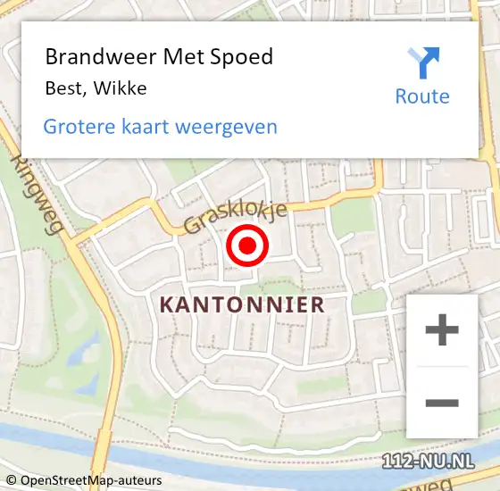 Locatie op kaart van de 112 melding: Brandweer Met Spoed Naar Best, Wikke op 13 april 2023 14:48