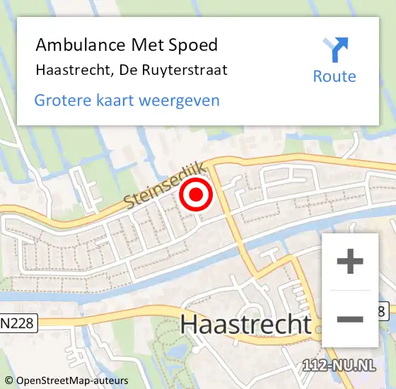 Locatie op kaart van de 112 melding: Ambulance Met Spoed Naar Haastrecht, De Ruyterstraat op 13 april 2023 14:53