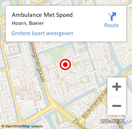 Locatie op kaart van de 112 melding: Ambulance Met Spoed Naar Hoorn, Boeier op 13 april 2023 14:57