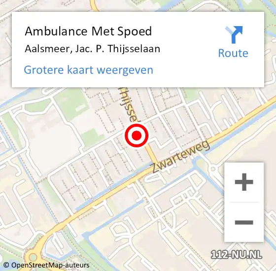 Locatie op kaart van de 112 melding: Ambulance Met Spoed Naar Aalsmeer, Jac. P. Thijsselaan op 13 april 2023 15:23