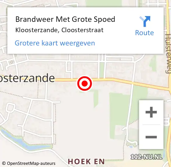 Locatie op kaart van de 112 melding: Brandweer Met Grote Spoed Naar Kloosterzande, Cloosterstraat op 13 april 2023 15:27