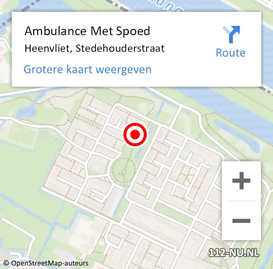 Locatie op kaart van de 112 melding: Ambulance Met Spoed Naar Heenvliet, Stedehouderstraat op 13 april 2023 16:24