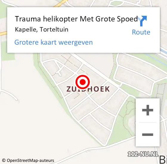 Locatie op kaart van de 112 melding: Trauma helikopter Met Grote Spoed Naar Kapelle, Torteltuin op 13 april 2023 16:43