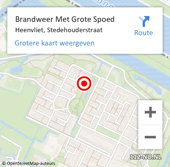 Locatie op kaart van de 112 melding: Brandweer Met Grote Spoed Naar Heenvliet, Stedehouderstraat op 13 april 2023 16:44