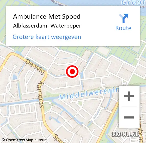 Locatie op kaart van de 112 melding: Ambulance Met Spoed Naar Alblasserdam, Waterpeper op 13 april 2023 17:24