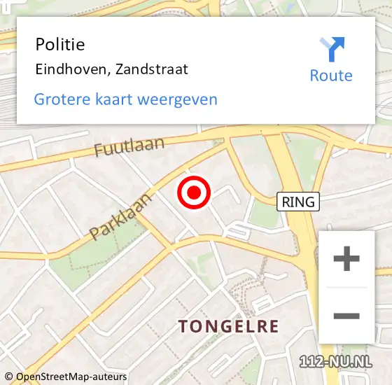 Locatie op kaart van de 112 melding: Politie Eindhoven, Zandstraat op 13 april 2023 17:33