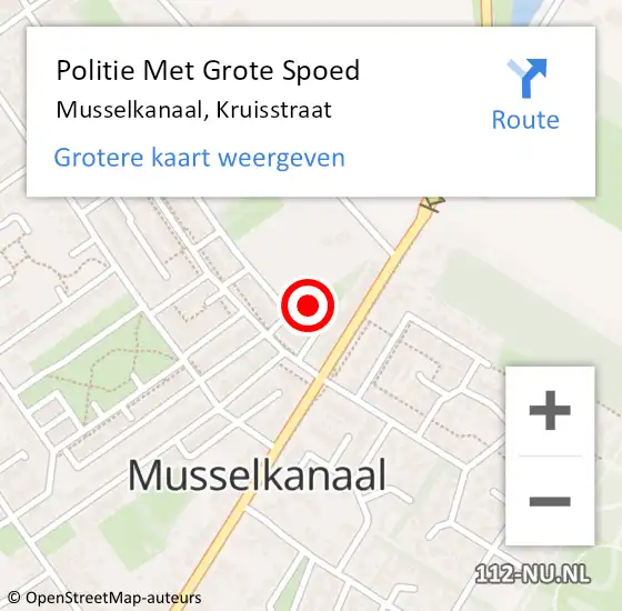 Locatie op kaart van de 112 melding: Politie Met Grote Spoed Naar Musselkanaal, Kruisstraat op 13 april 2023 17:37