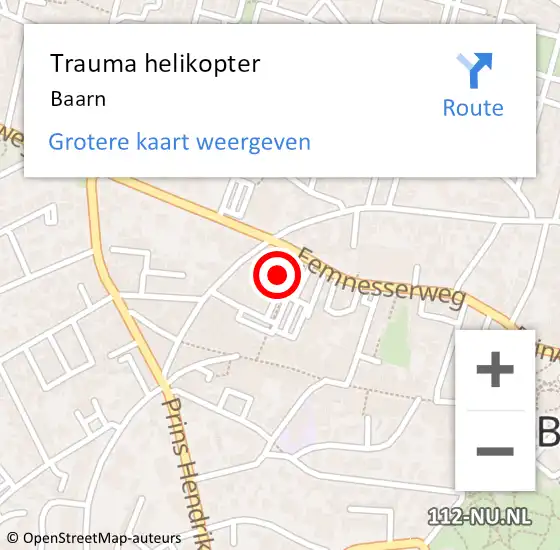 Locatie op kaart van de 112 melding: Trauma helikopter Baarn op 13 april 2023 18:22