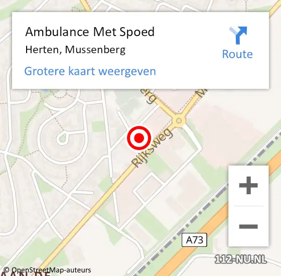 Locatie op kaart van de 112 melding: Ambulance Met Spoed Naar Herten, Mussenberg op 13 april 2023 18:23