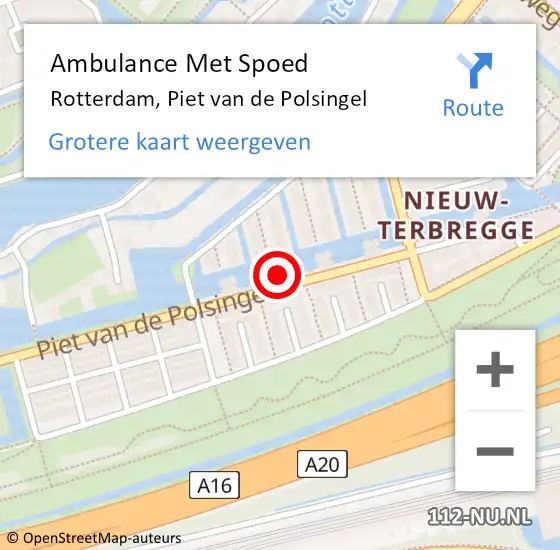 Locatie op kaart van de 112 melding: Ambulance Met Spoed Naar Rotterdam, Piet van de Polsingel op 13 april 2023 18:35