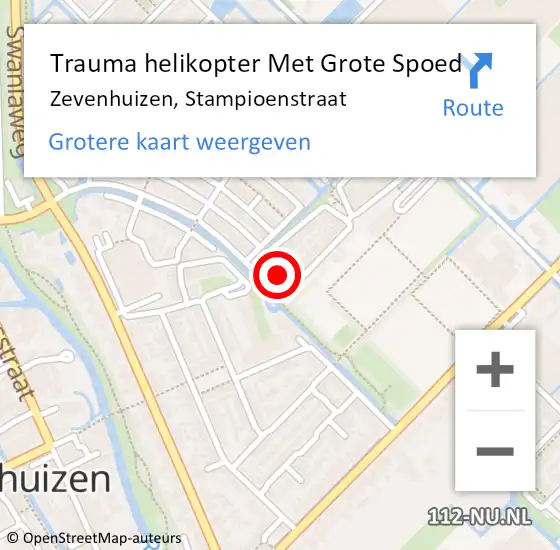 Locatie op kaart van de 112 melding: Trauma helikopter Met Grote Spoed Naar Zevenhuizen, Stampioenstraat op 13 april 2023 18:36