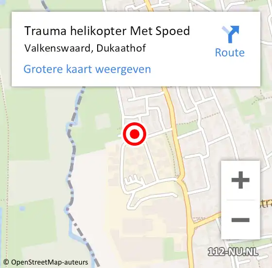 Locatie op kaart van de 112 melding: Trauma helikopter Met Spoed Naar Valkenswaard, Dukaathof op 13 april 2023 18:54