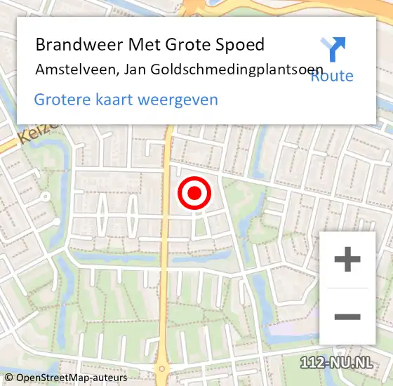 Locatie op kaart van de 112 melding: Brandweer Met Grote Spoed Naar Amstelveen, Jan Goldschmedingplantsoen op 13 april 2023 19:13