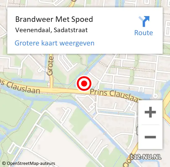 Locatie op kaart van de 112 melding: Brandweer Met Spoed Naar Veenendaal, Sadatstraat op 13 april 2023 19:16