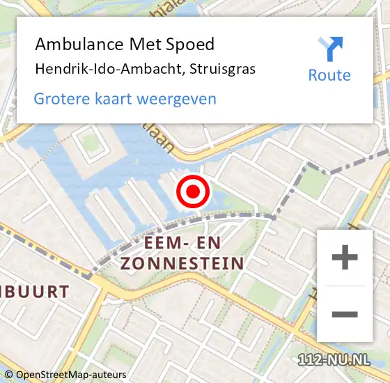 Locatie op kaart van de 112 melding: Ambulance Met Spoed Naar Hendrik-Ido-Ambacht, Struisgras op 13 april 2023 19:17