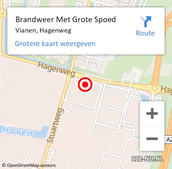 Locatie op kaart van de 112 melding: Brandweer Met Grote Spoed Naar Vianen, Hagenweg op 13 april 2023 19:35