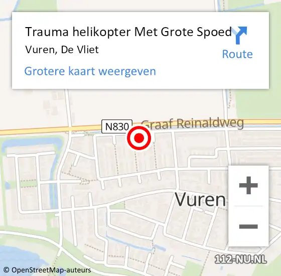 Locatie op kaart van de 112 melding: Trauma helikopter Met Grote Spoed Naar Vuren, De Vliet op 13 april 2023 19:49