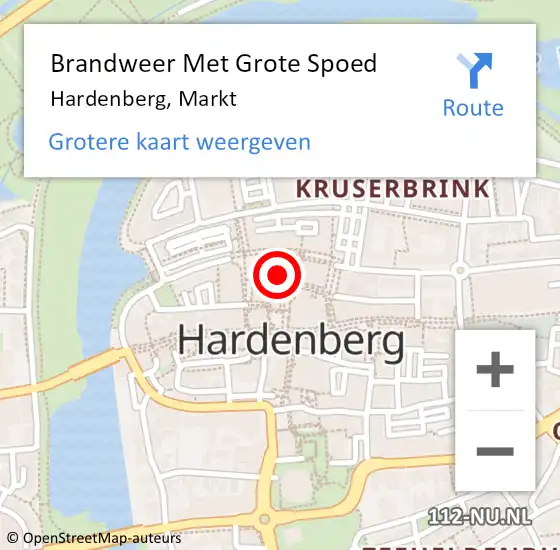 Locatie op kaart van de 112 melding: Brandweer Met Grote Spoed Naar Hardenberg, Markt op 13 april 2023 19:58