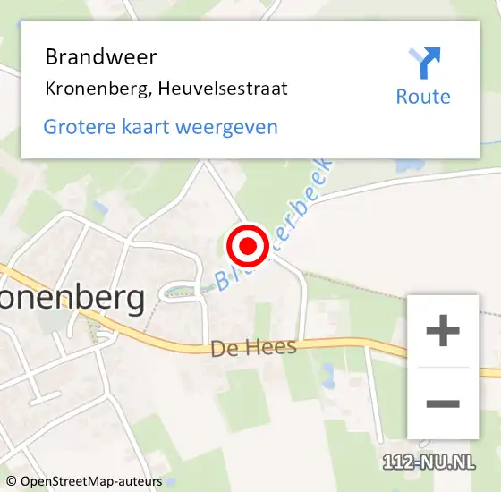 Locatie op kaart van de 112 melding: Brandweer Kronenberg, Heuvelsestraat op 13 april 2023 20:06